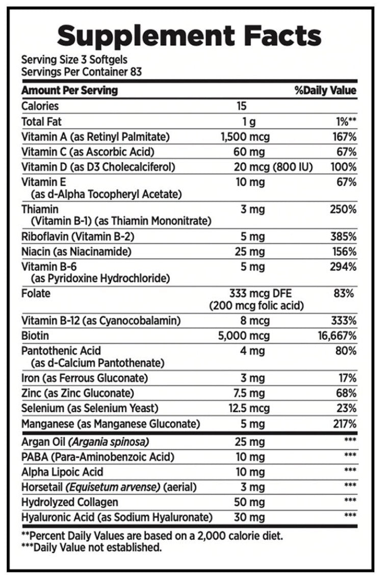 VITAMINA PELE + UNHAS + CABELOS 250 SOFTGELS