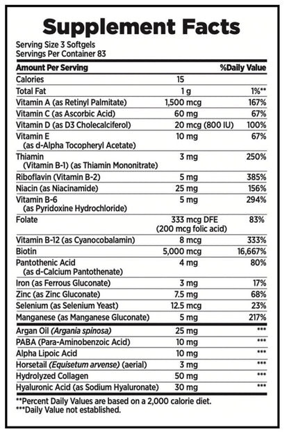 VITAMINA PELE + UNHAS + CABELOS 250 SOFTGELS