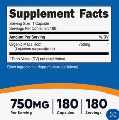 MACA PERUANA IMPORTADA - 180 CAPSULAS (RENDE 6 MESES)