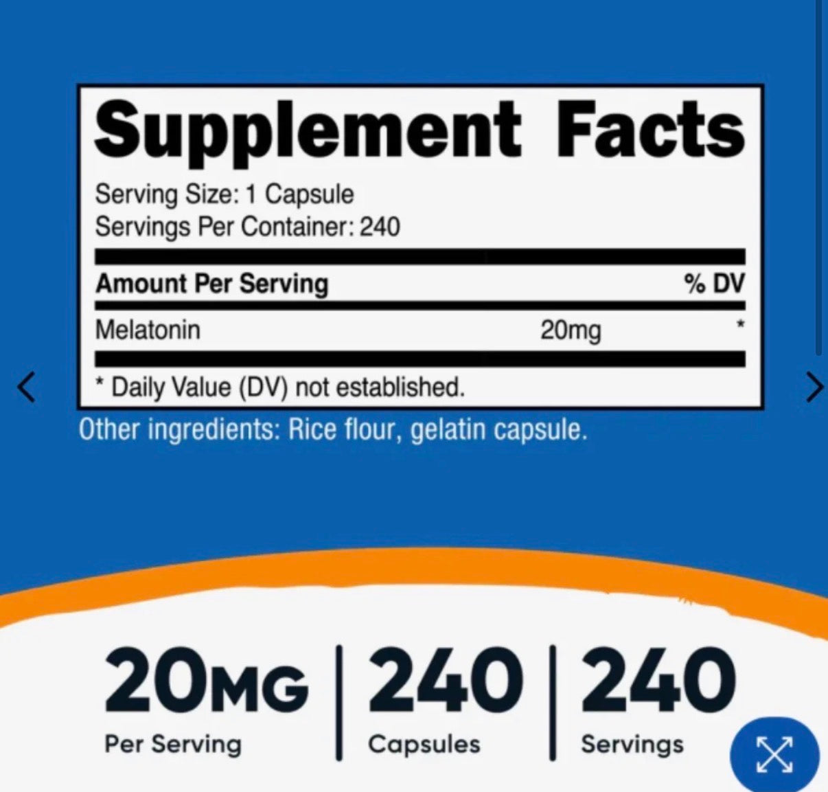 MELATONINA 240 CAPSULAS (8 MESES) - 20MG